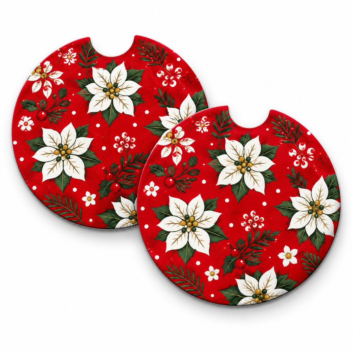 Jolitee Christmas Car Coasters, Absorbent Neoprene Cup Holder