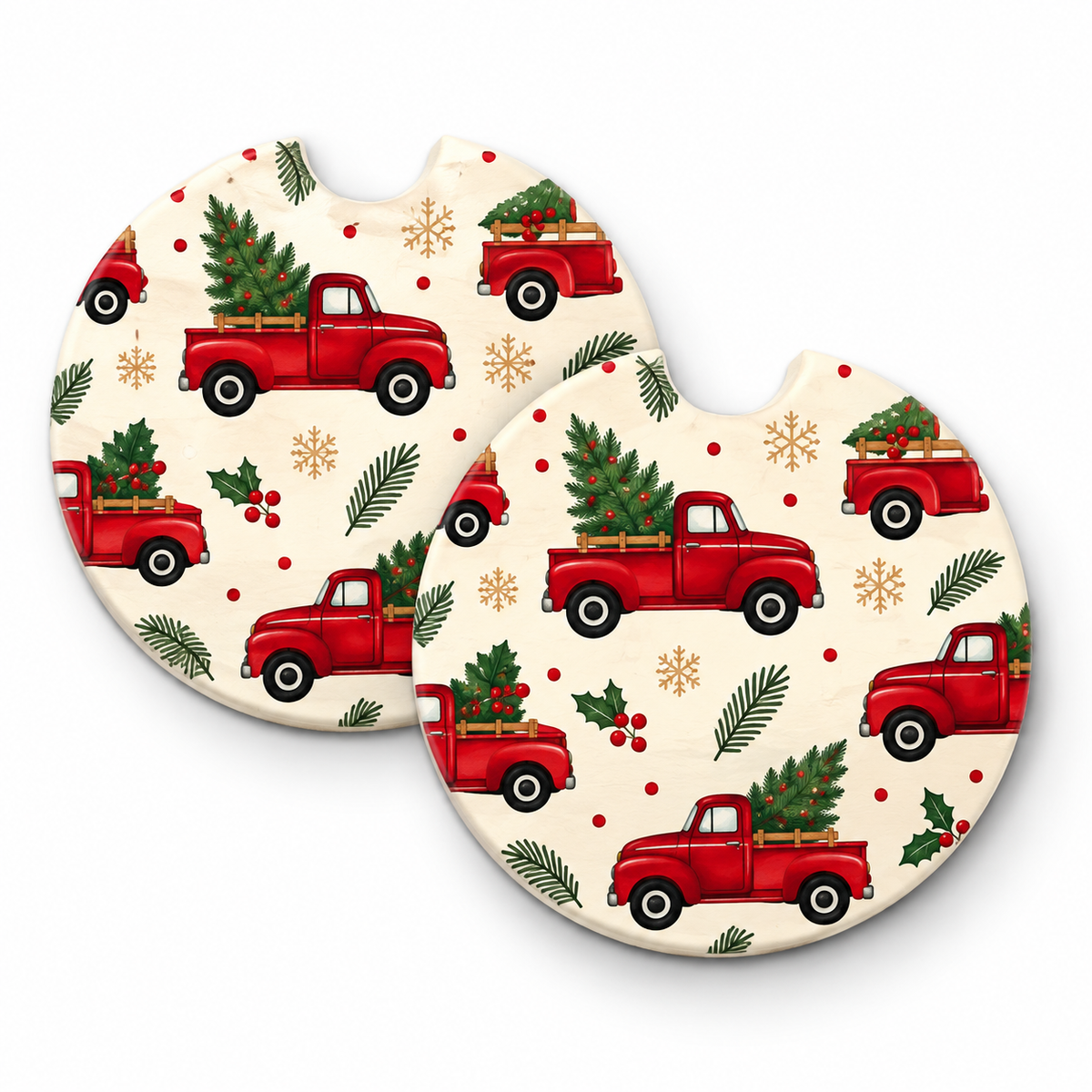 Jolitee Christmas Car Coasters, Absorbent Neoprene Cup Holder
