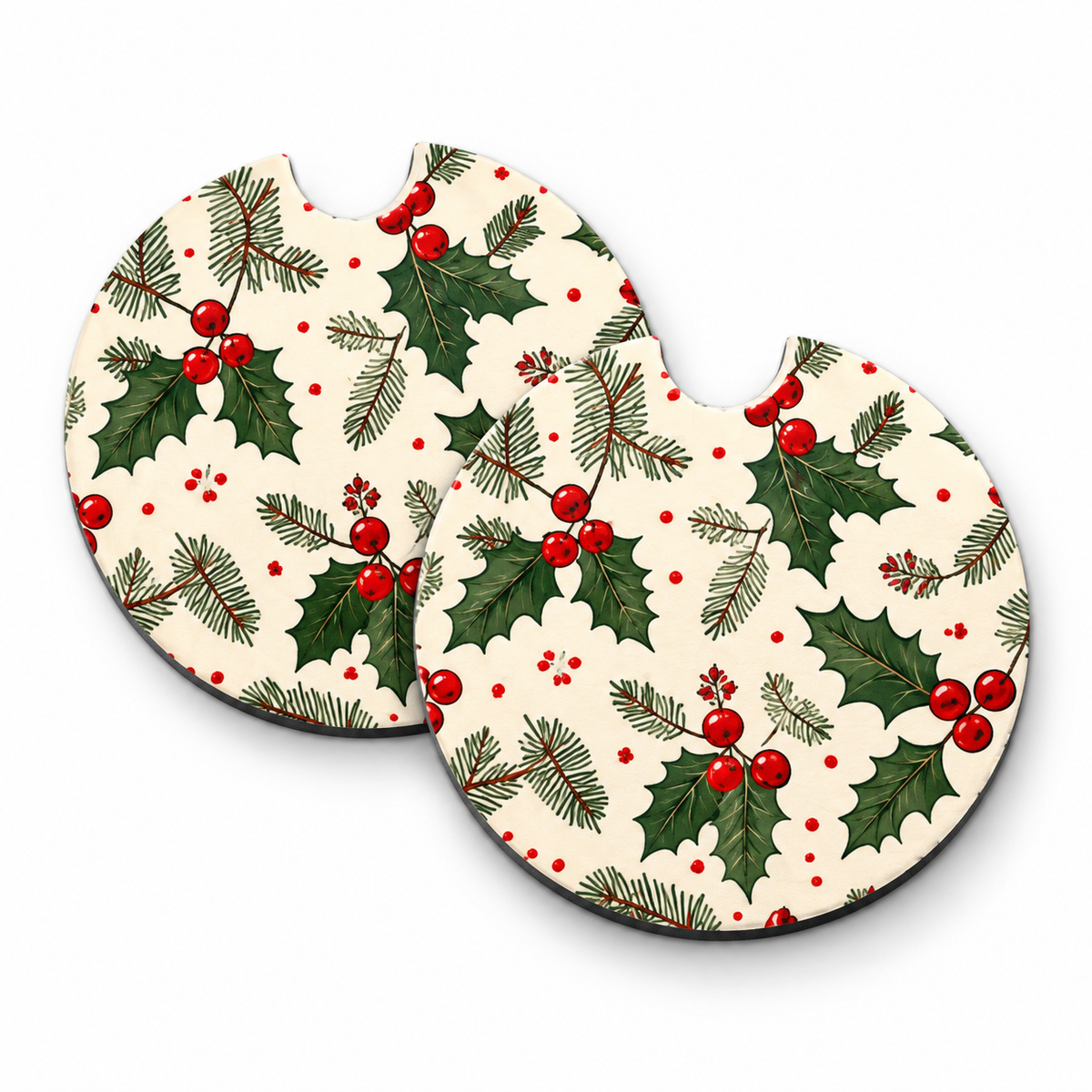 Jolitee Christmas Car Coasters, Absorbent Neoprene Cup Holder