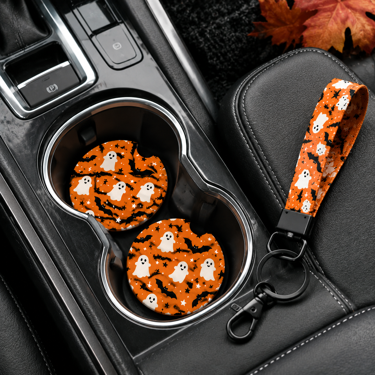 Jolitee Halloween Car Coasters, Absorbent Neoprene Cup Holder
