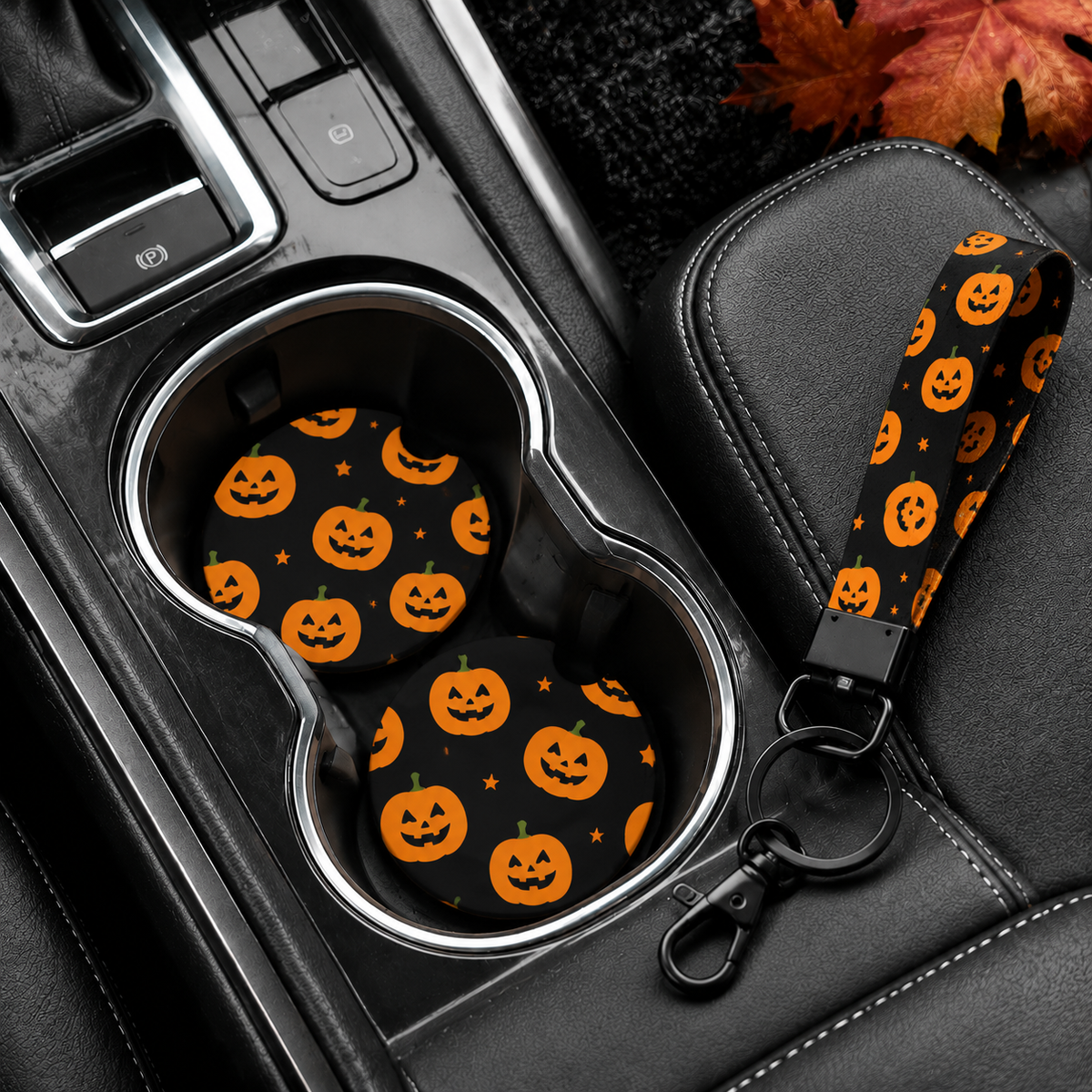 Jolitee Halloween Car Coasters, Absorbent Neoprene Cup Holder