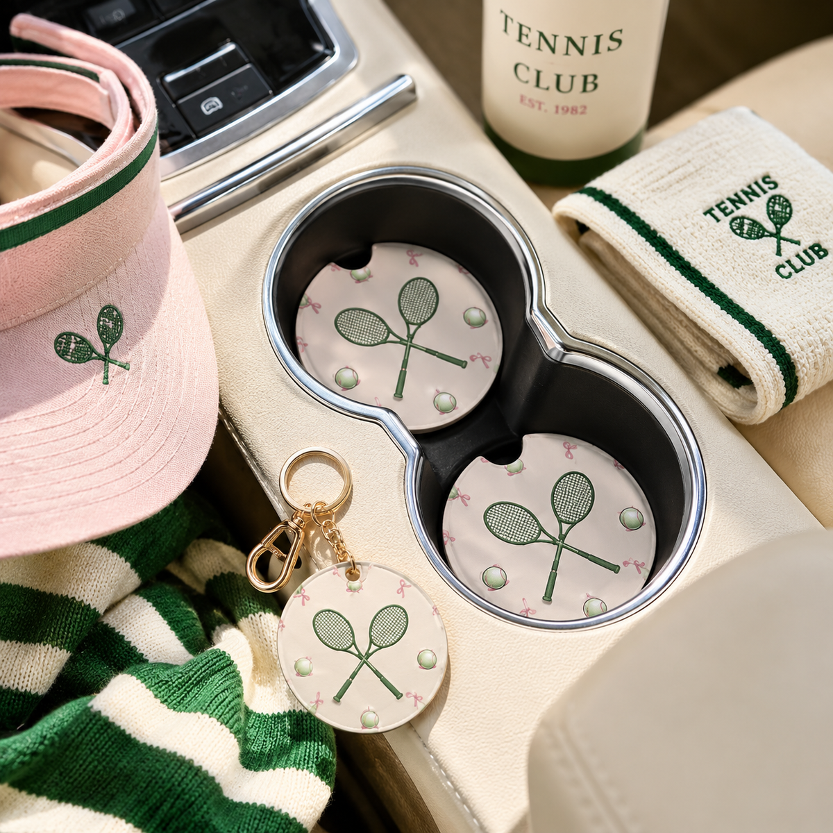 Jolitee Preppy Car Coasters, Absorbent Neoprene Cup Holder