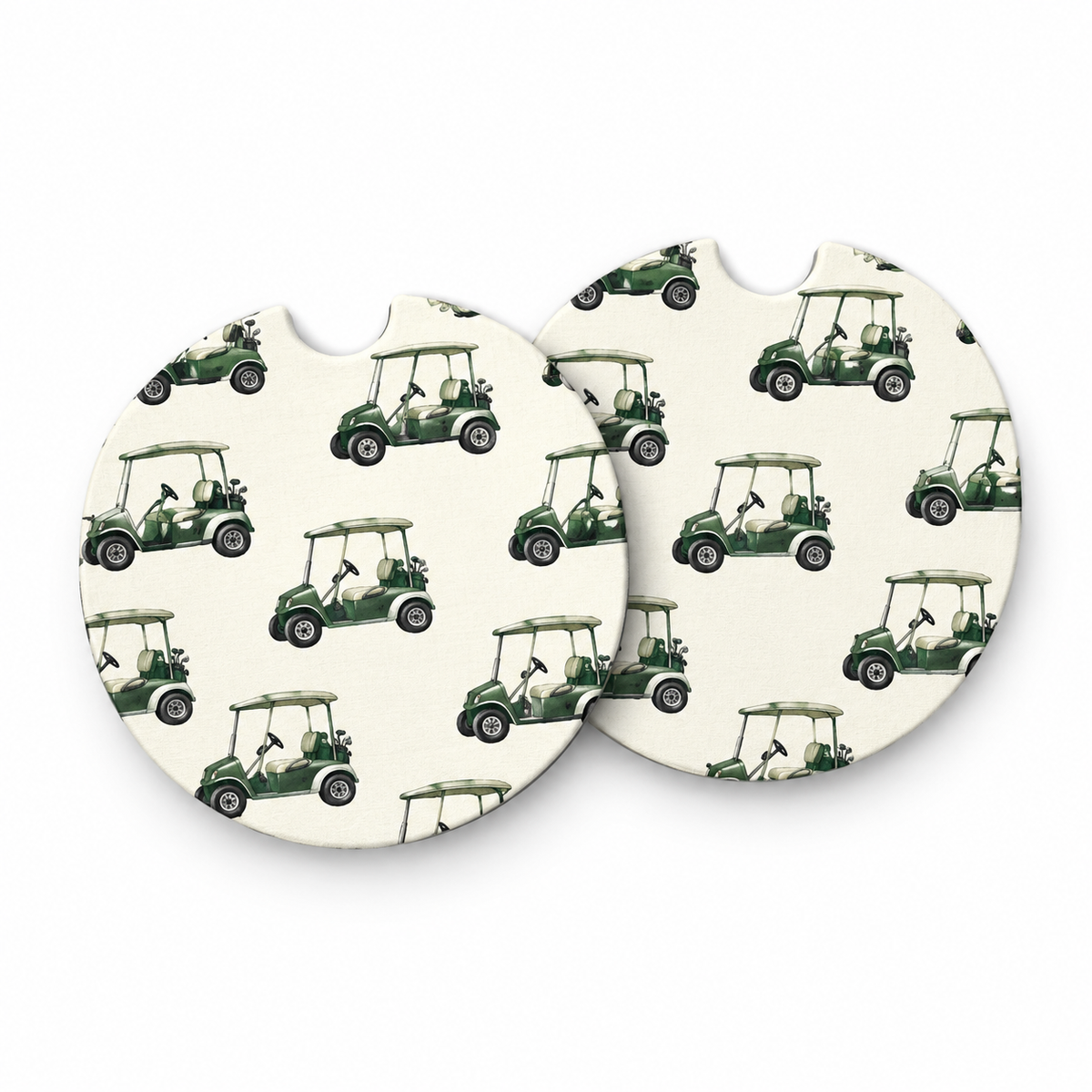 Jolitee Country Club Golf Car Coasters, Absorbent Neoprene Cup Holder Inserts, Set of 2