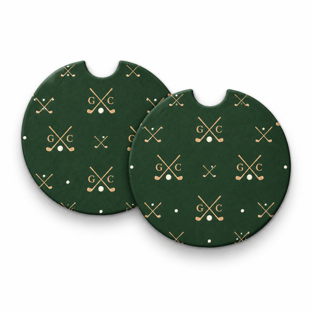 Jolitee Country Club Golf Car Coasters, Absorbent Neoprene Cup Holder Inserts, Set of 2