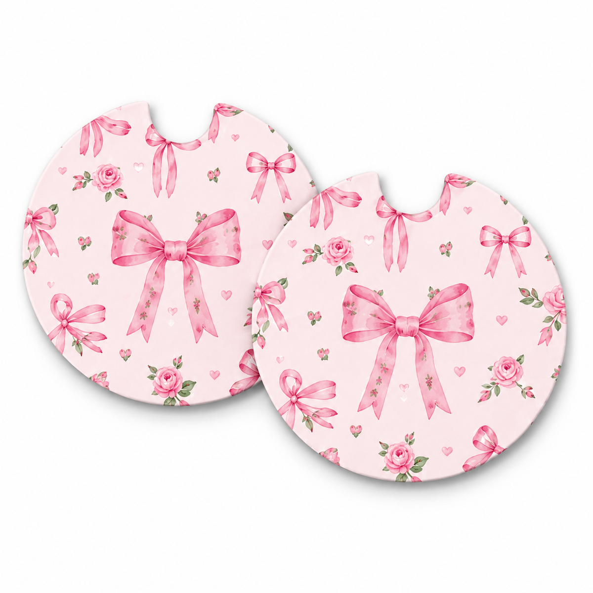 Jolitee Girly Girl Car Coasters, Absorbent Neoprene Cup Holder