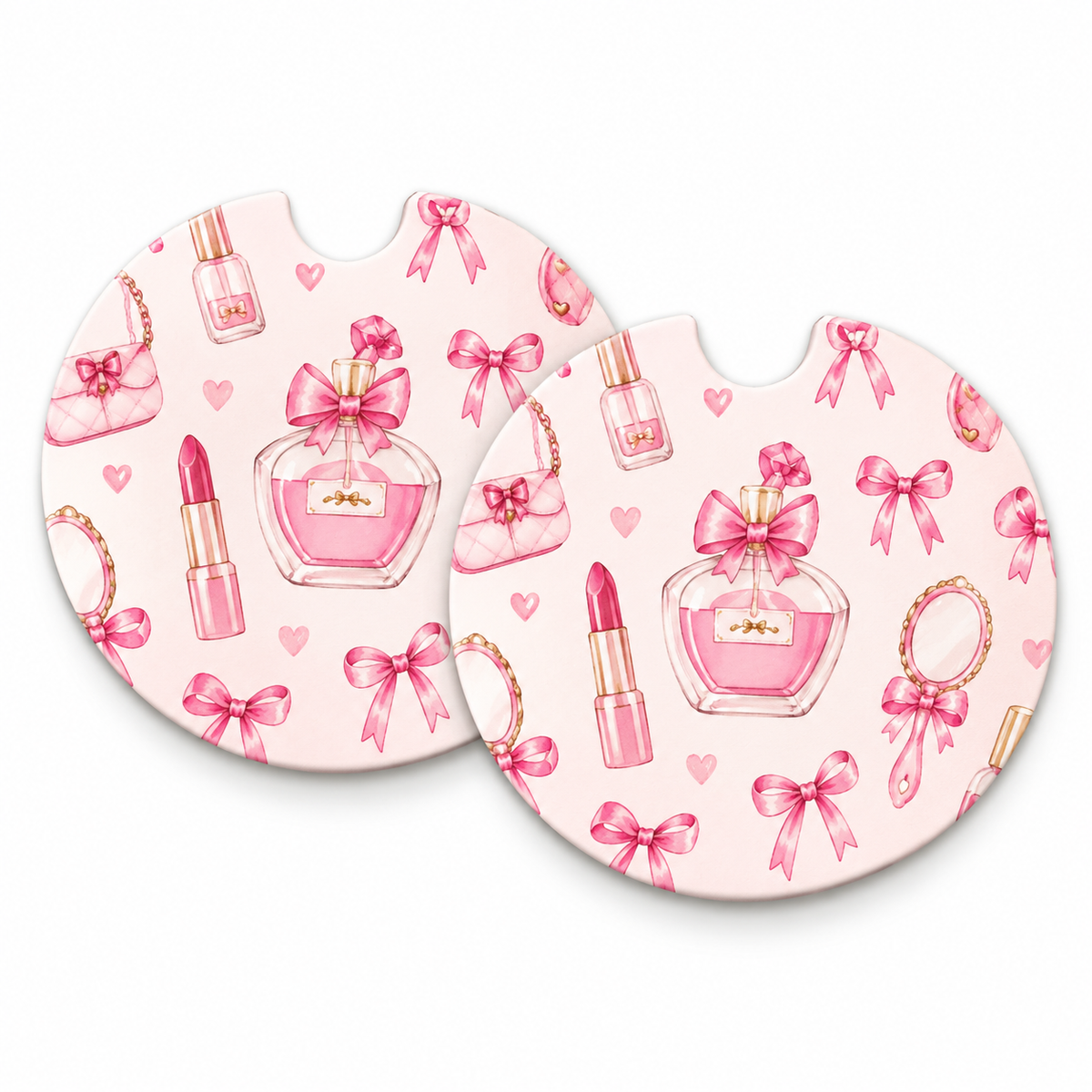 Jolitee Girly Girl Car Coasters, Absorbent Neoprene Cup Holder