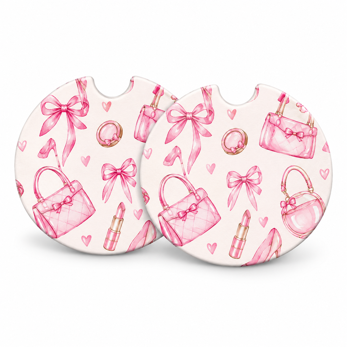 Jolitee Girly Girl Car Coasters, Absorbent Neoprene Cup Holder