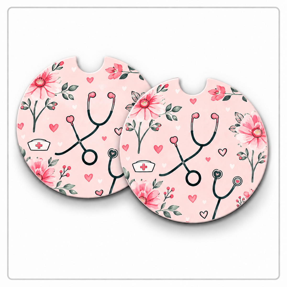Jolitee Nurse Car Coasters, Absorbent Neoprene Cup Holder