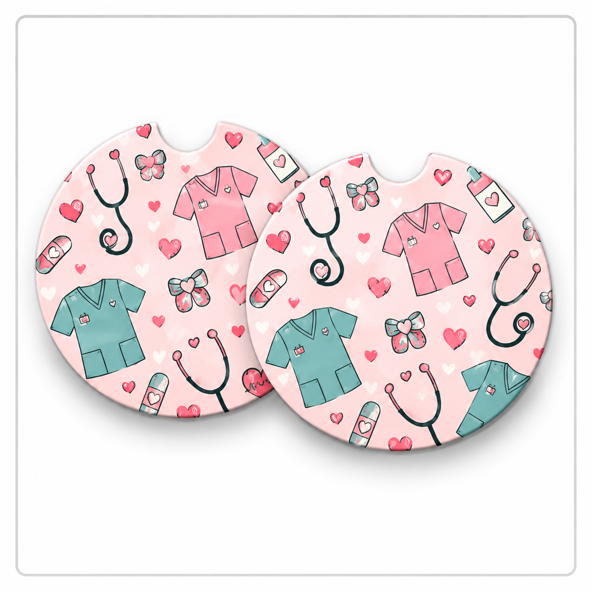 Jolitee Nurse Car Coasters, Absorbent Neoprene Cup Holder
