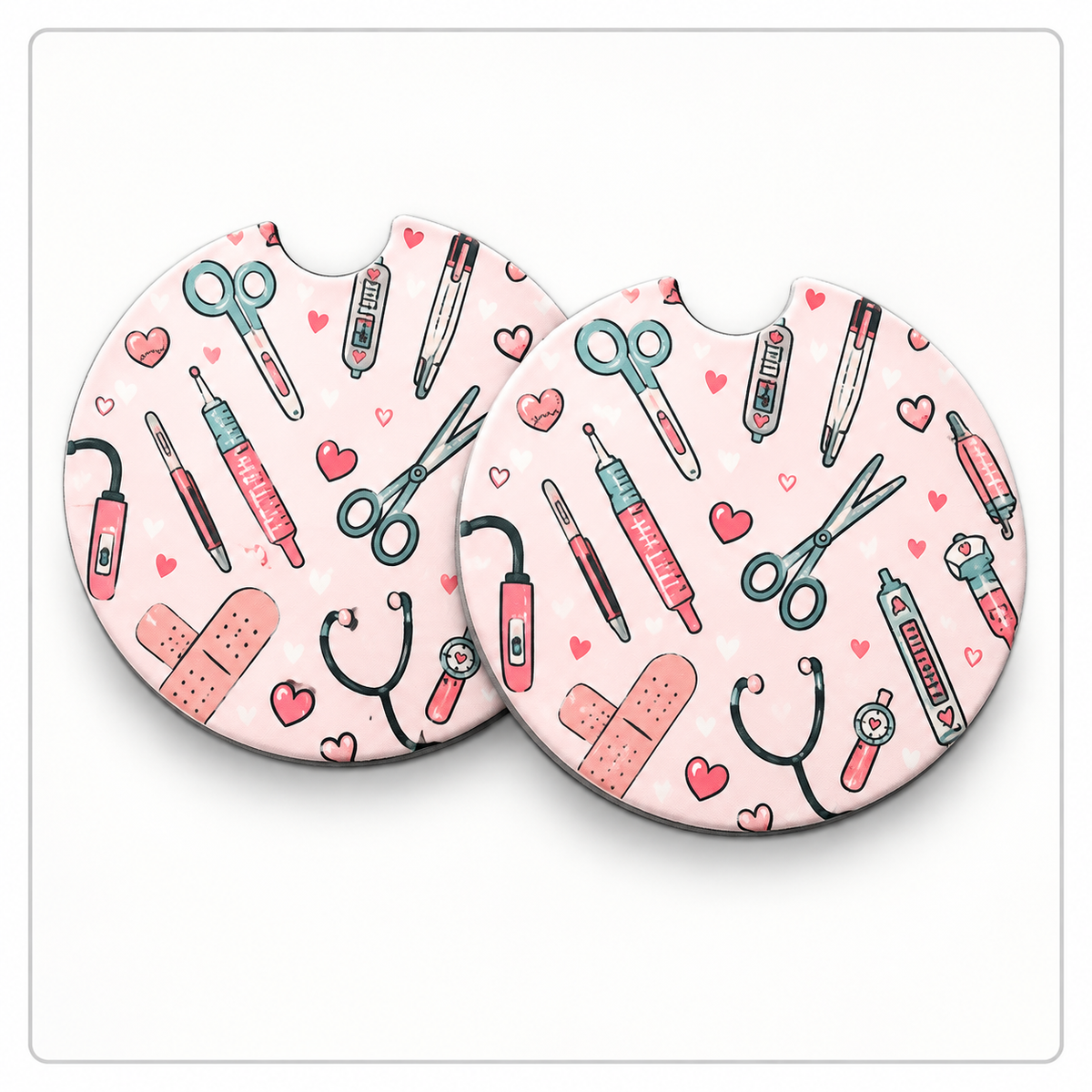 Jolitee Nurse Car Coasters, Absorbent Neoprene Cup Holder