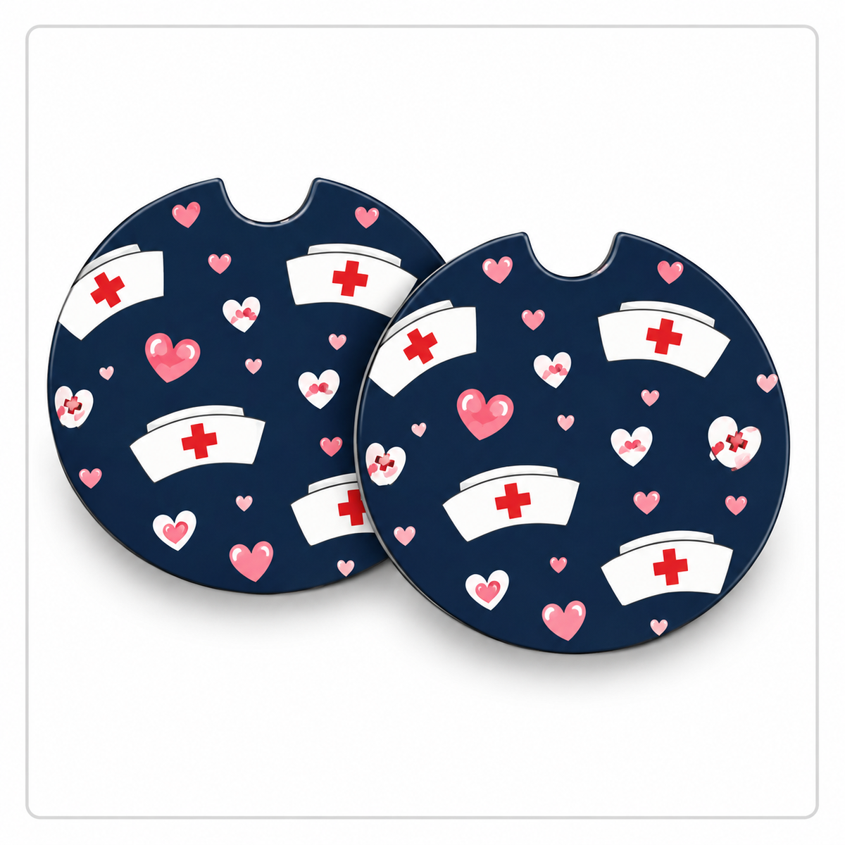 Jolitee Nurse Car Coasters, Absorbent Neoprene Cup Holder