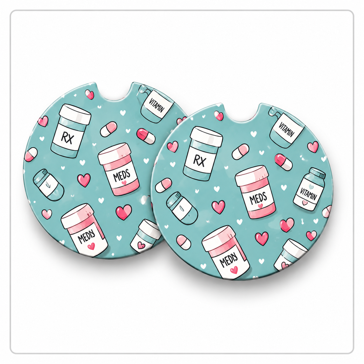 Jolitee Nurse Car Coasters, Absorbent Neoprene Cup Holder