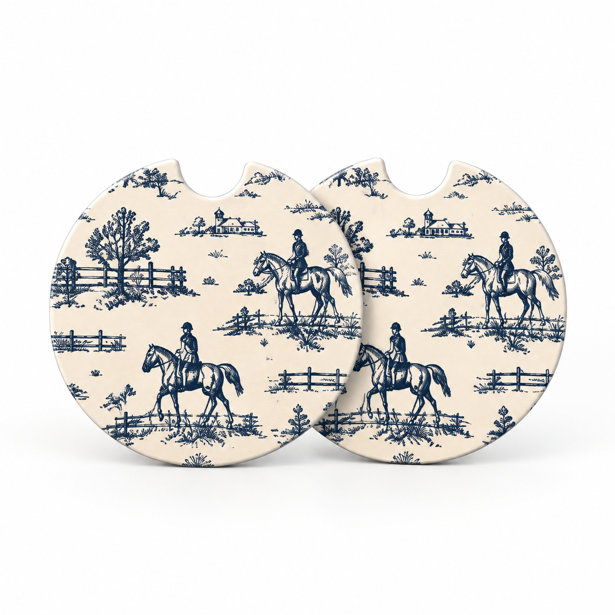 Jolitee Equestrian Car Coasters, Absorbent Neoprene Cup Holder