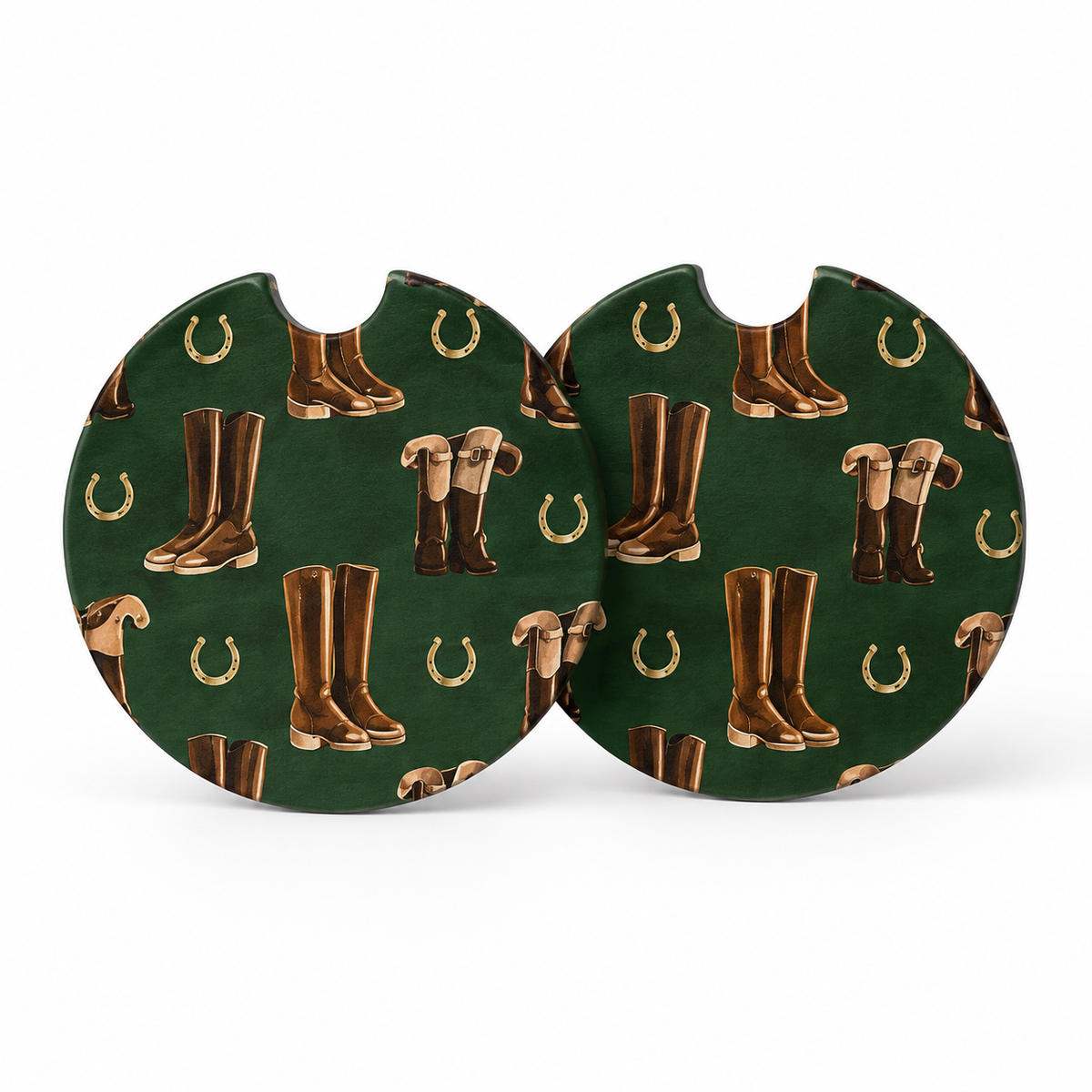 Jolitee Equestrian Car Coasters, Absorbent Neoprene Cup Holder