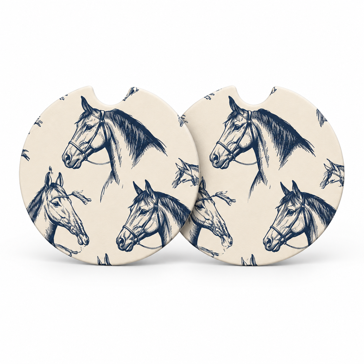 Jolitee Equestrian Car Coasters, Absorbent Neoprene Cup Holder