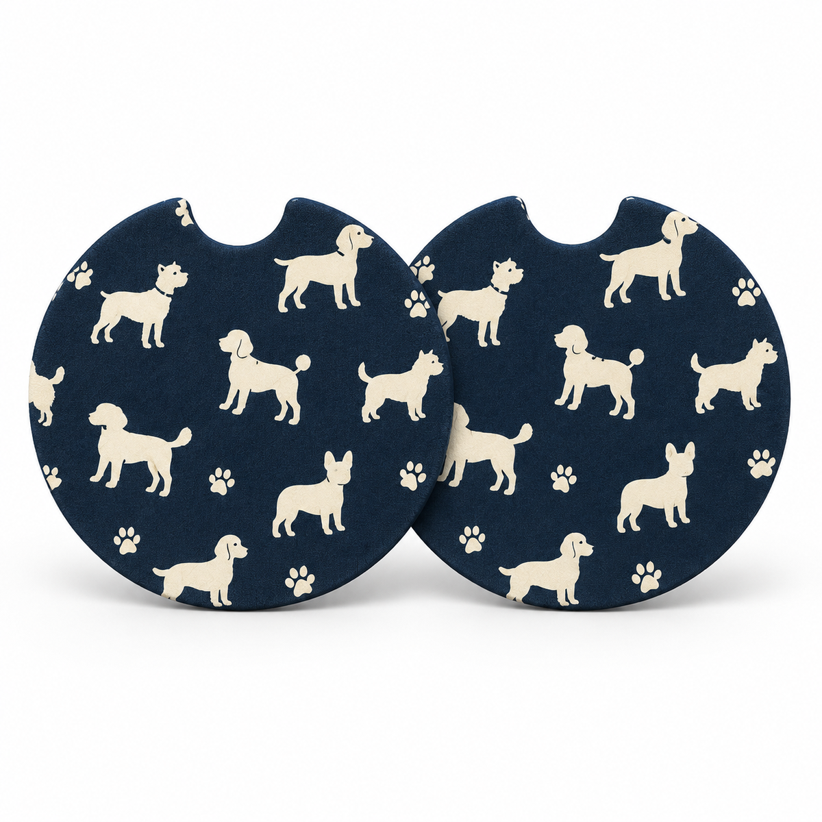 Jolitee Dog Lovers Car Coasters, Absorbent Neoprene Cup Holder
