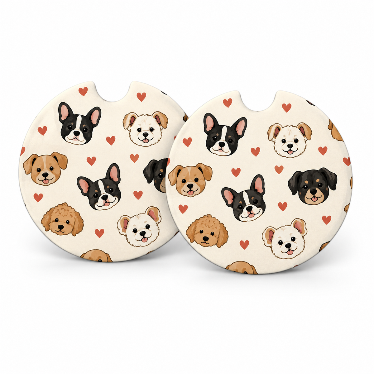 Jolitee Dog Lovers Car Coasters, Absorbent Neoprene Cup Holder