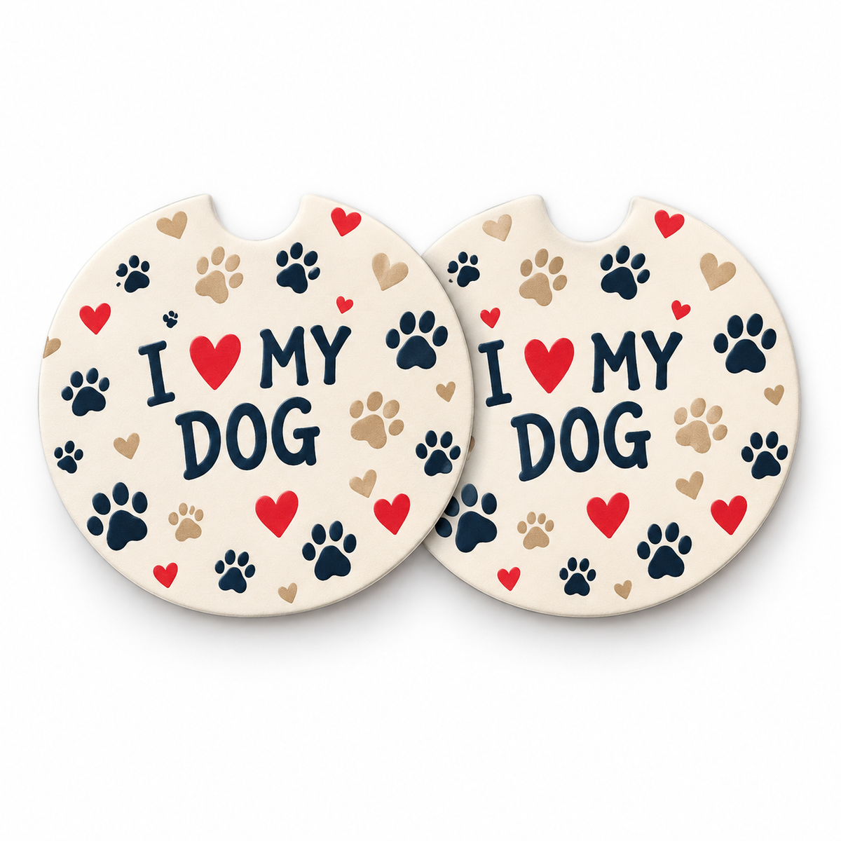 Jolitee Dog Lovers Car Coasters, Absorbent Neoprene Cup Holder