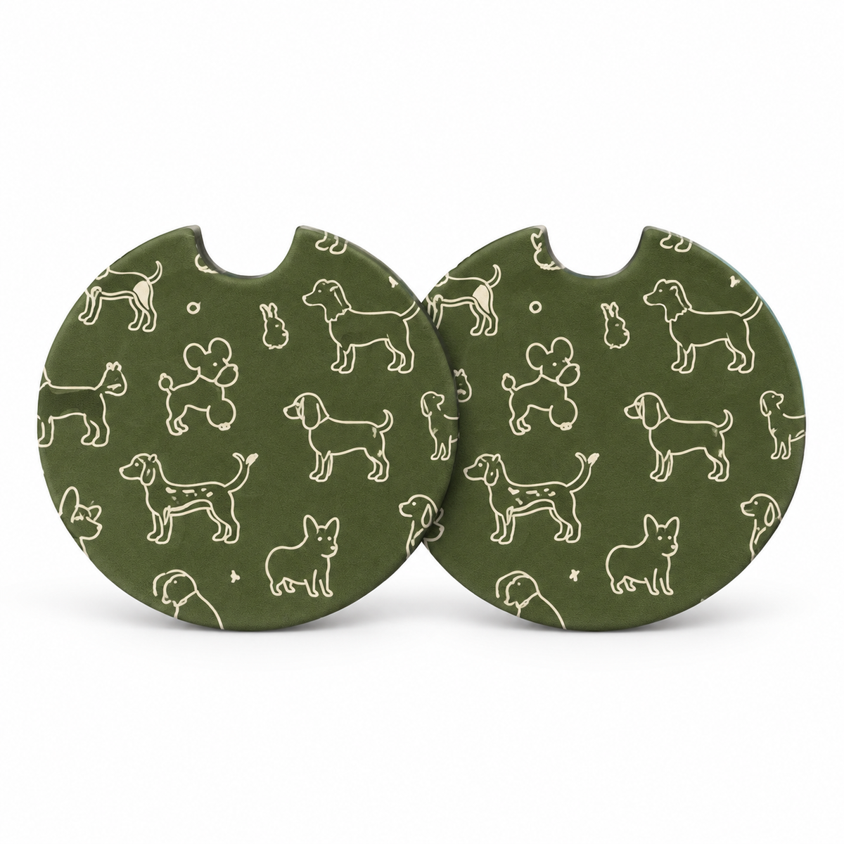 Jolitee Dog Lovers Car Coasters, Absorbent Neoprene Cup Holder