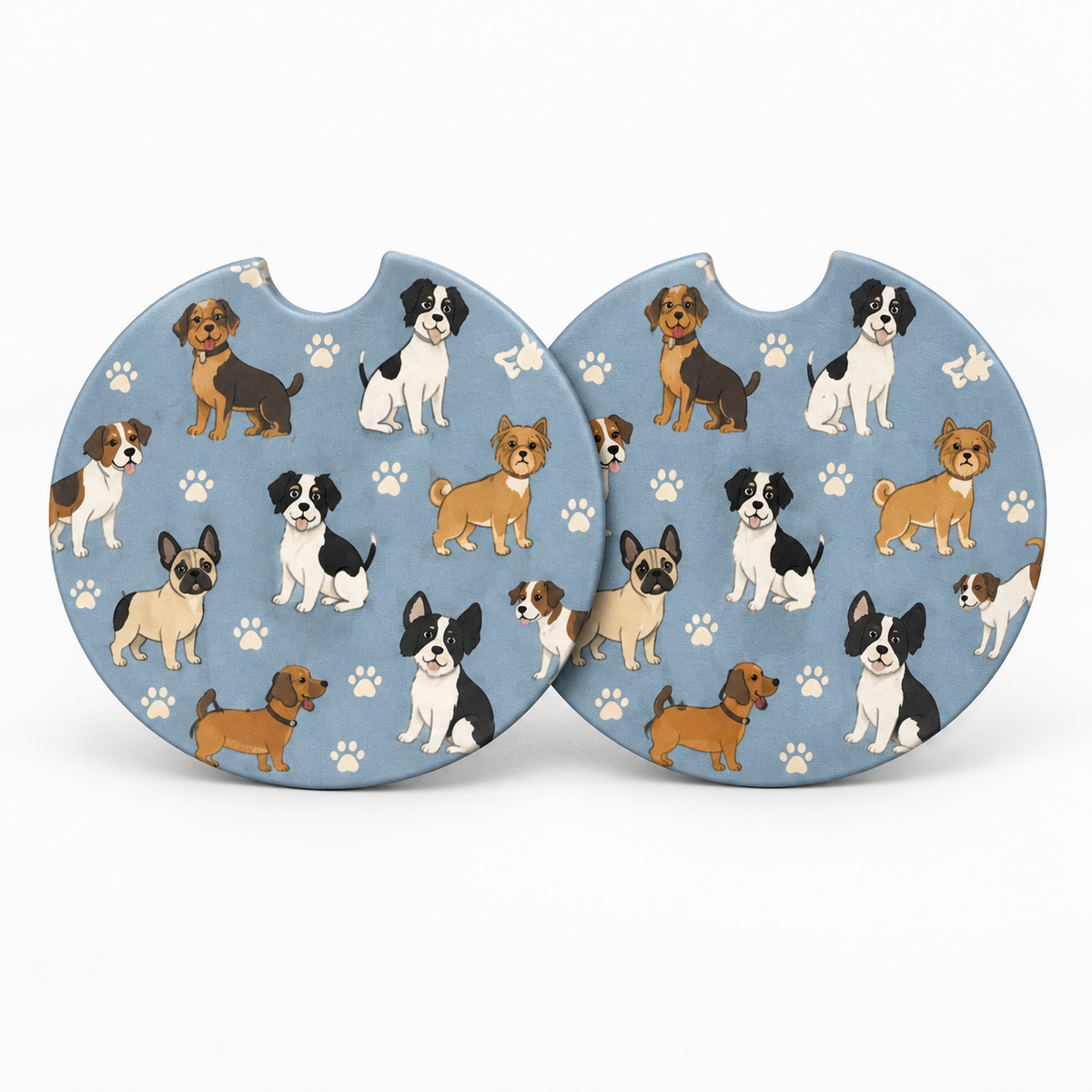 Jolitee Dog Lovers Car Coasters, Absorbent Neoprene Cup Holder