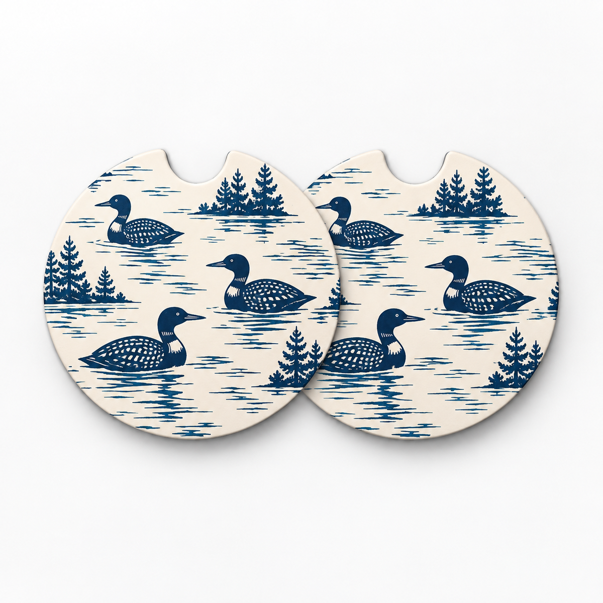 Jolitee Lakehouse Car Coasters, Absorbent Neoprene Cup Holder