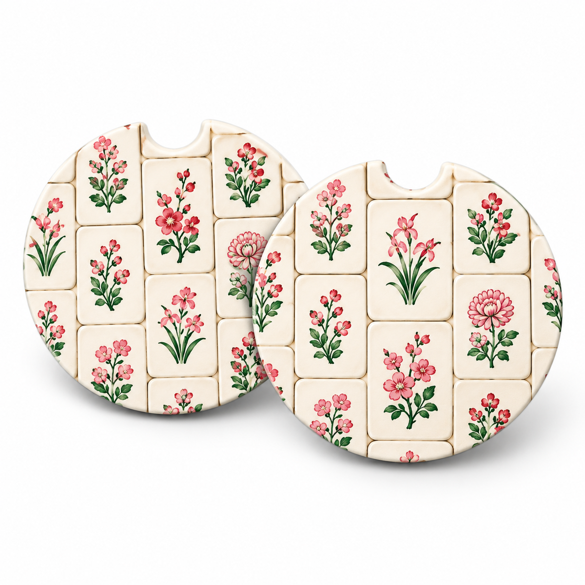 Jolitee Mahjong Car Coasters, Absorbent Neoprene Cup Holder