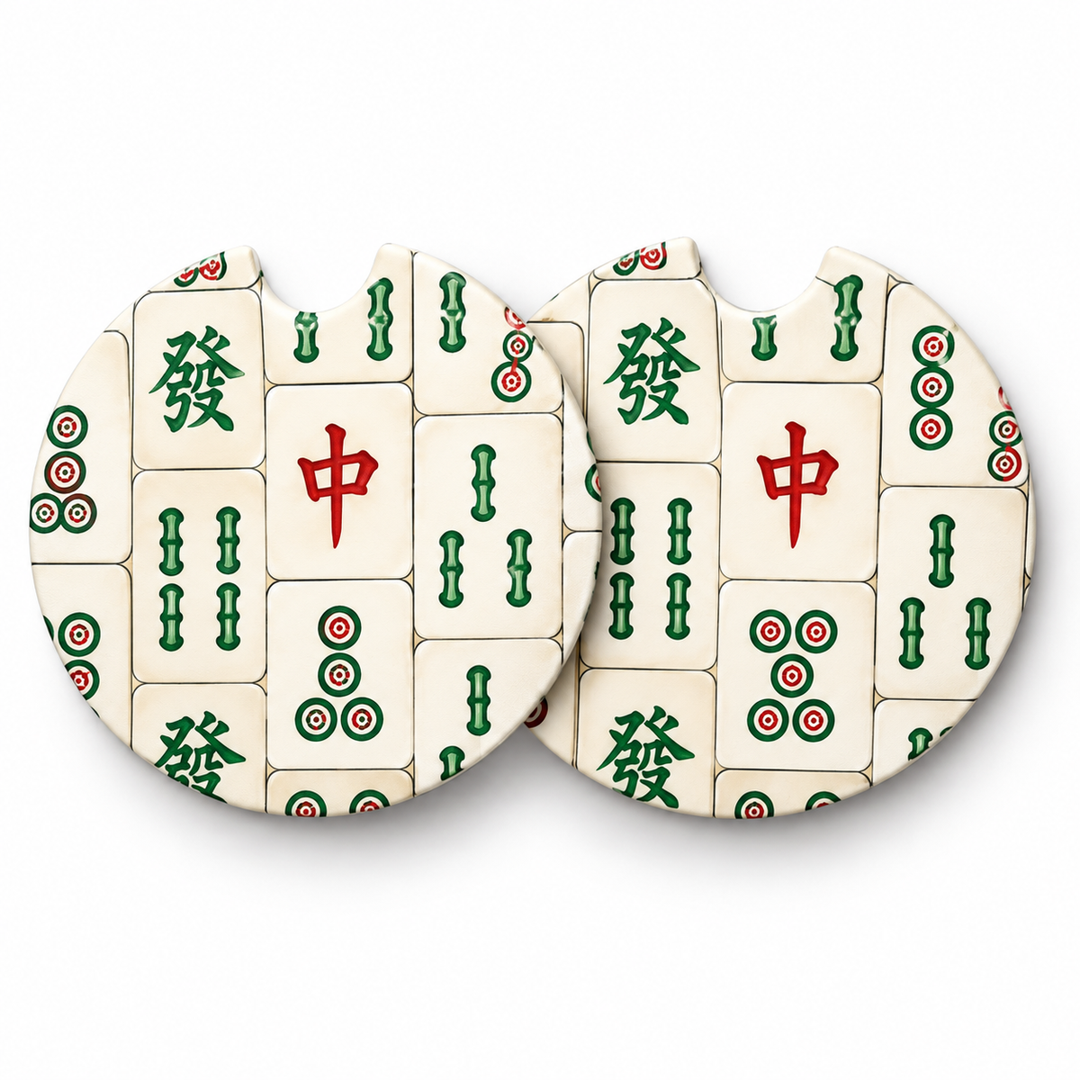 Jolitee Mahjong Car Coasters, Absorbent Neoprene Cup Holder
