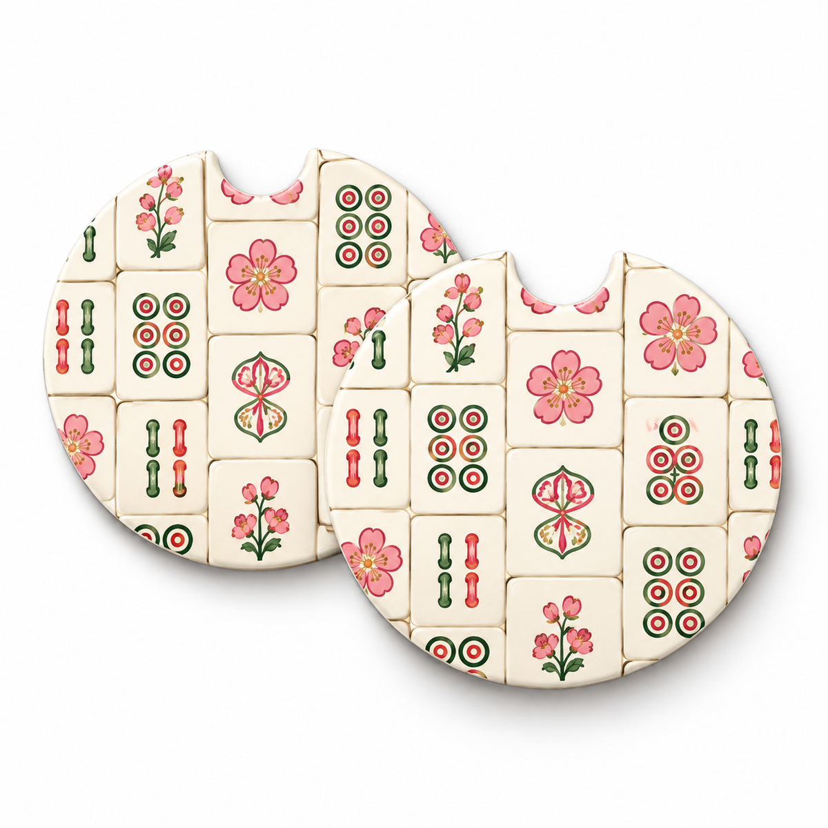 Jolitee Mahjong Car Coasters, Absorbent Neoprene Cup Holder