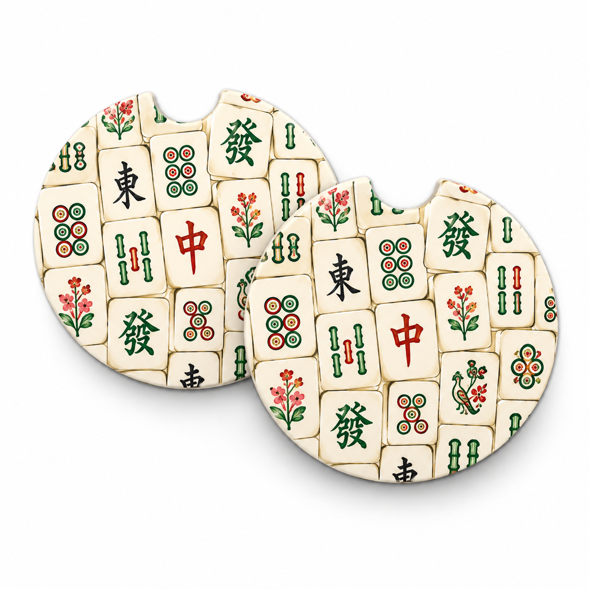 Jolitee Mahjong Car Coasters, Absorbent Neoprene Cup Holder