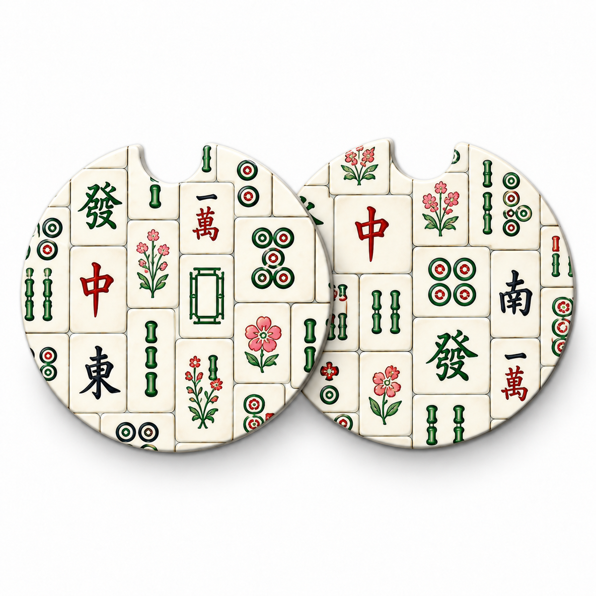Jolitee Mahjong Car Coasters, Absorbent Neoprene Cup Holder