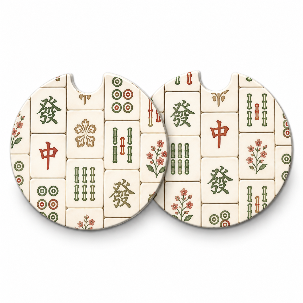 Jolitee Mahjong Car Coasters, Absorbent Neoprene Cup Holder