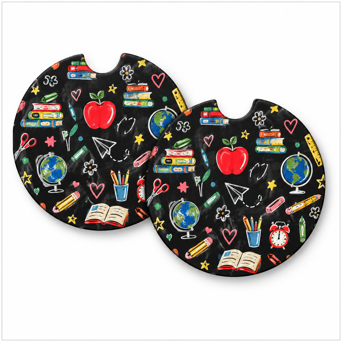 Jolitee Teacher Car Coasters, Absorbent Neoprene Cup Holder
