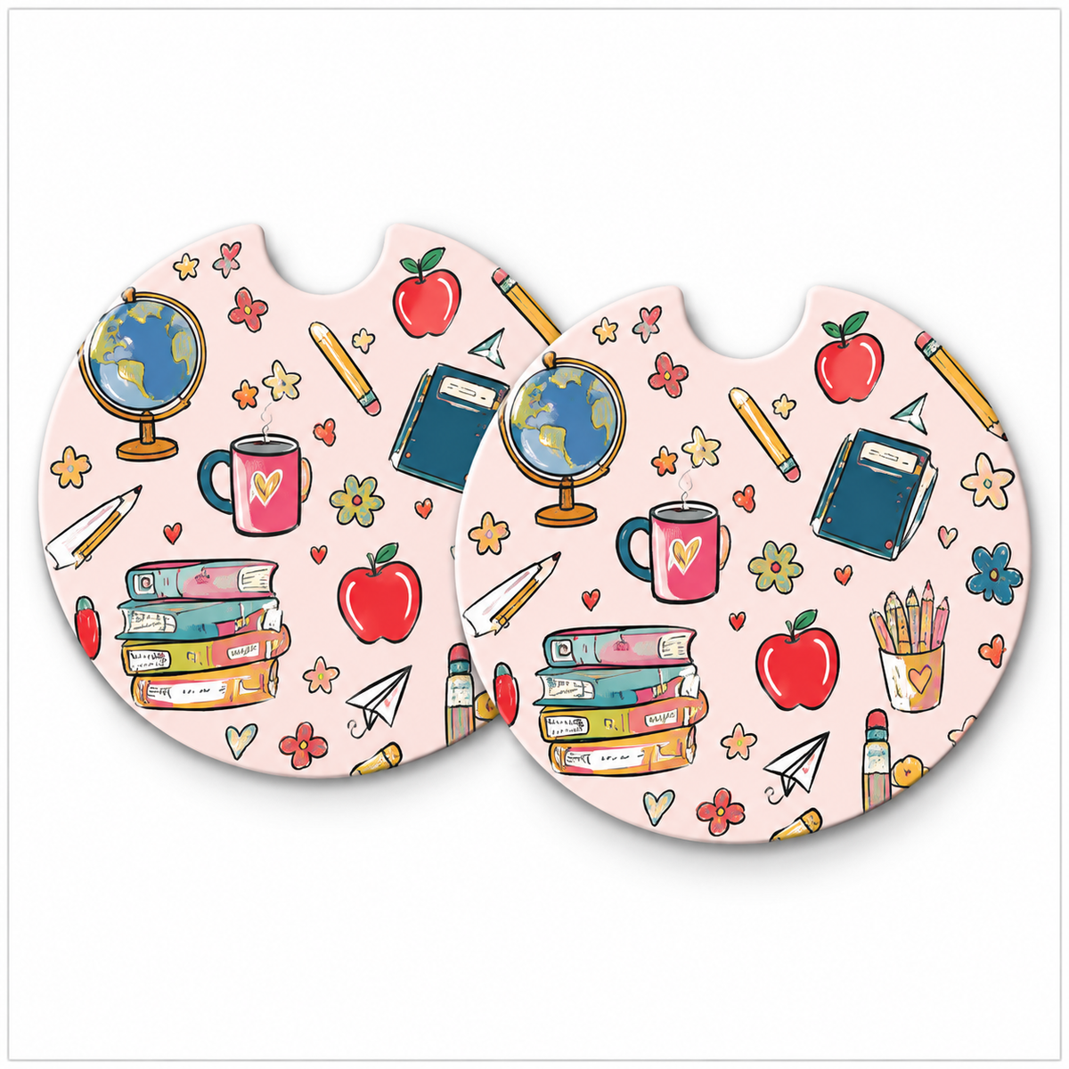 Jolitee Teacher Car Coasters, Absorbent Neoprene Cup Holder