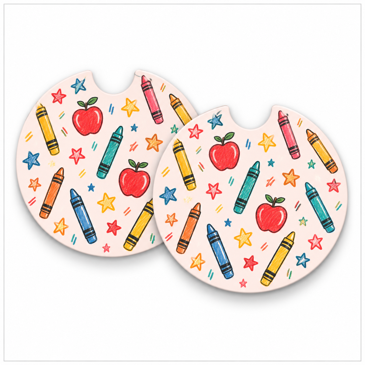 Jolitee Teacher Car Coasters, Absorbent Neoprene Cup Holder
