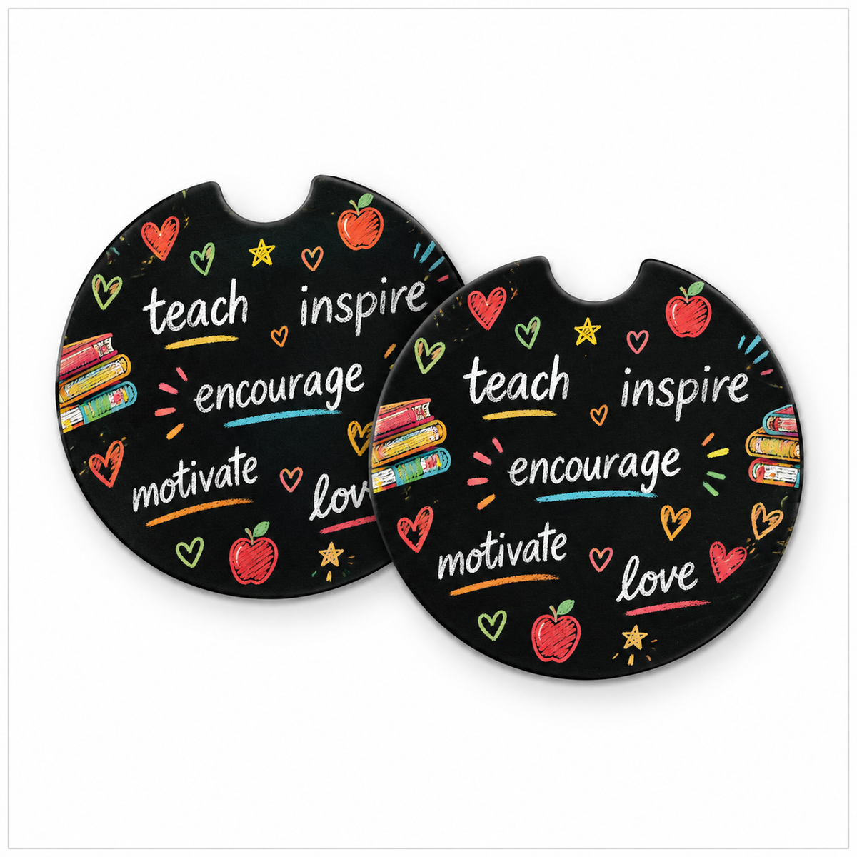 Jolitee Teacher Car Coasters, Absorbent Neoprene Cup Holder