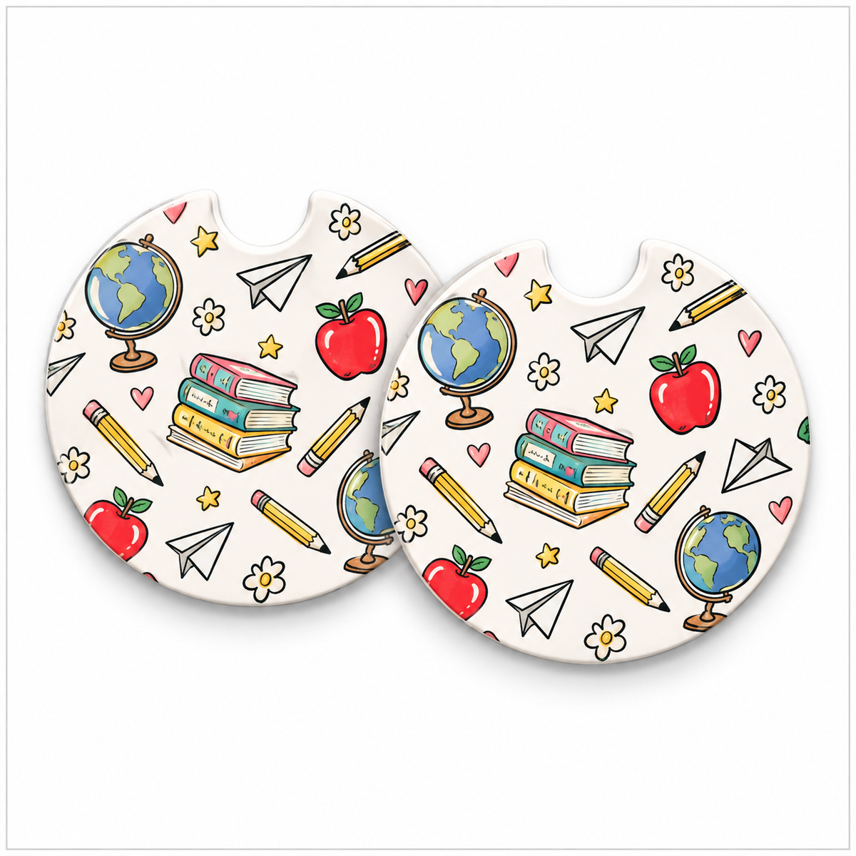 Jolitee Teacher Car Coasters, Absorbent Neoprene Cup Holder
