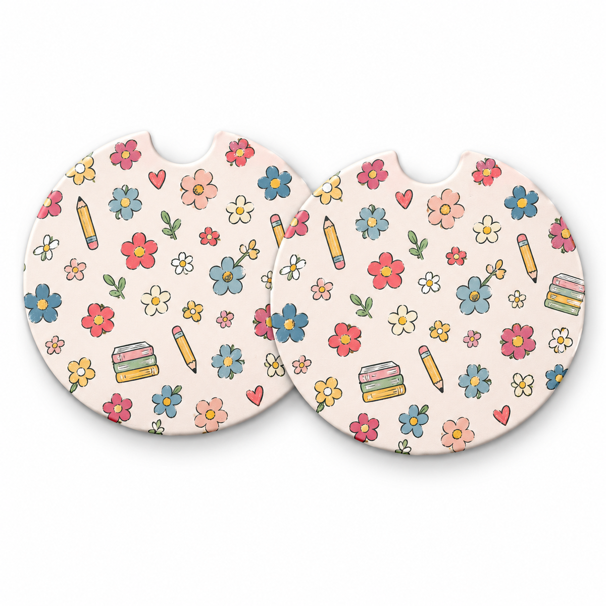 Jolitee Teacher Car Coasters, Absorbent Neoprene Cup Holder