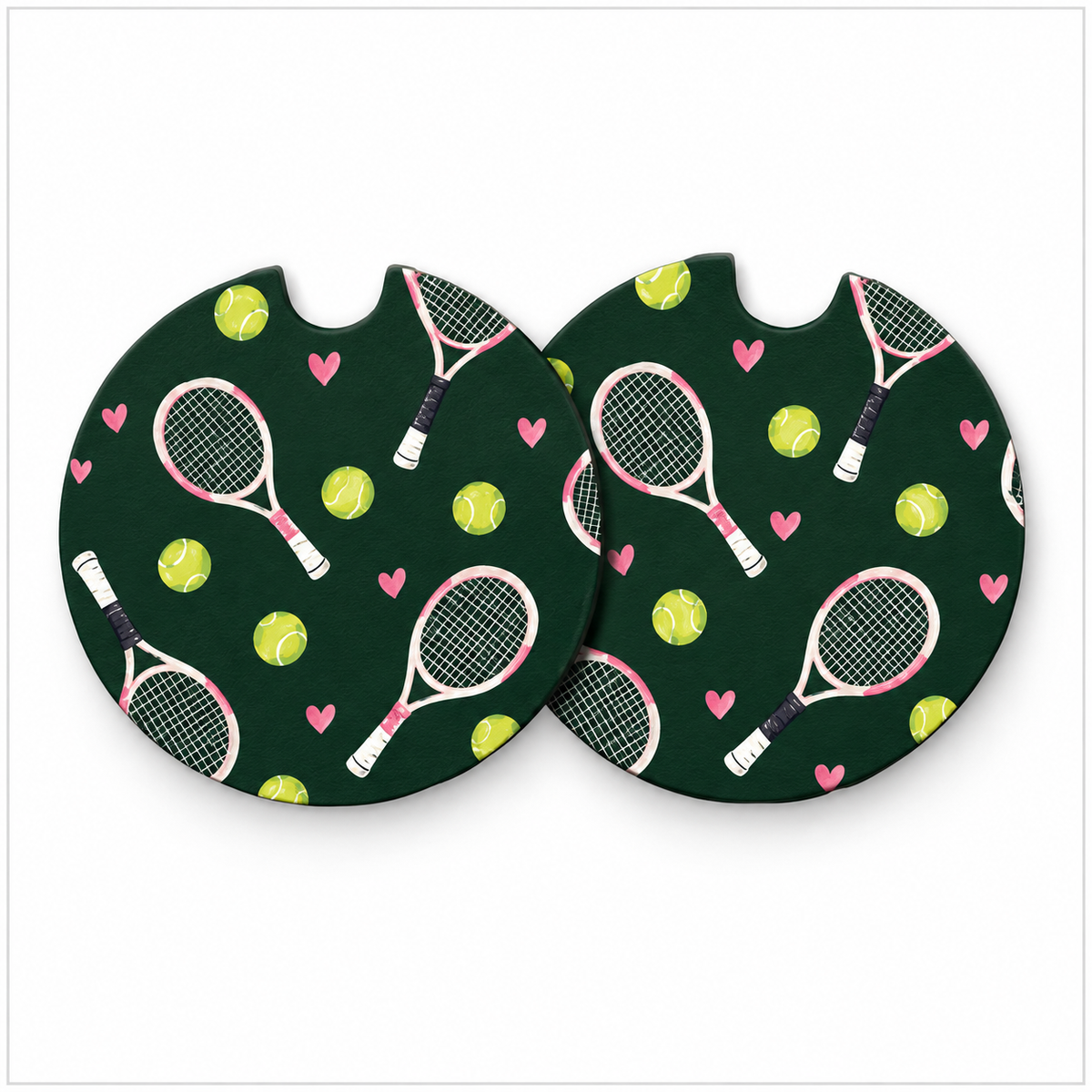Jolitee Tennis Car Coasters, Absorbent Neoprene Cup Holder