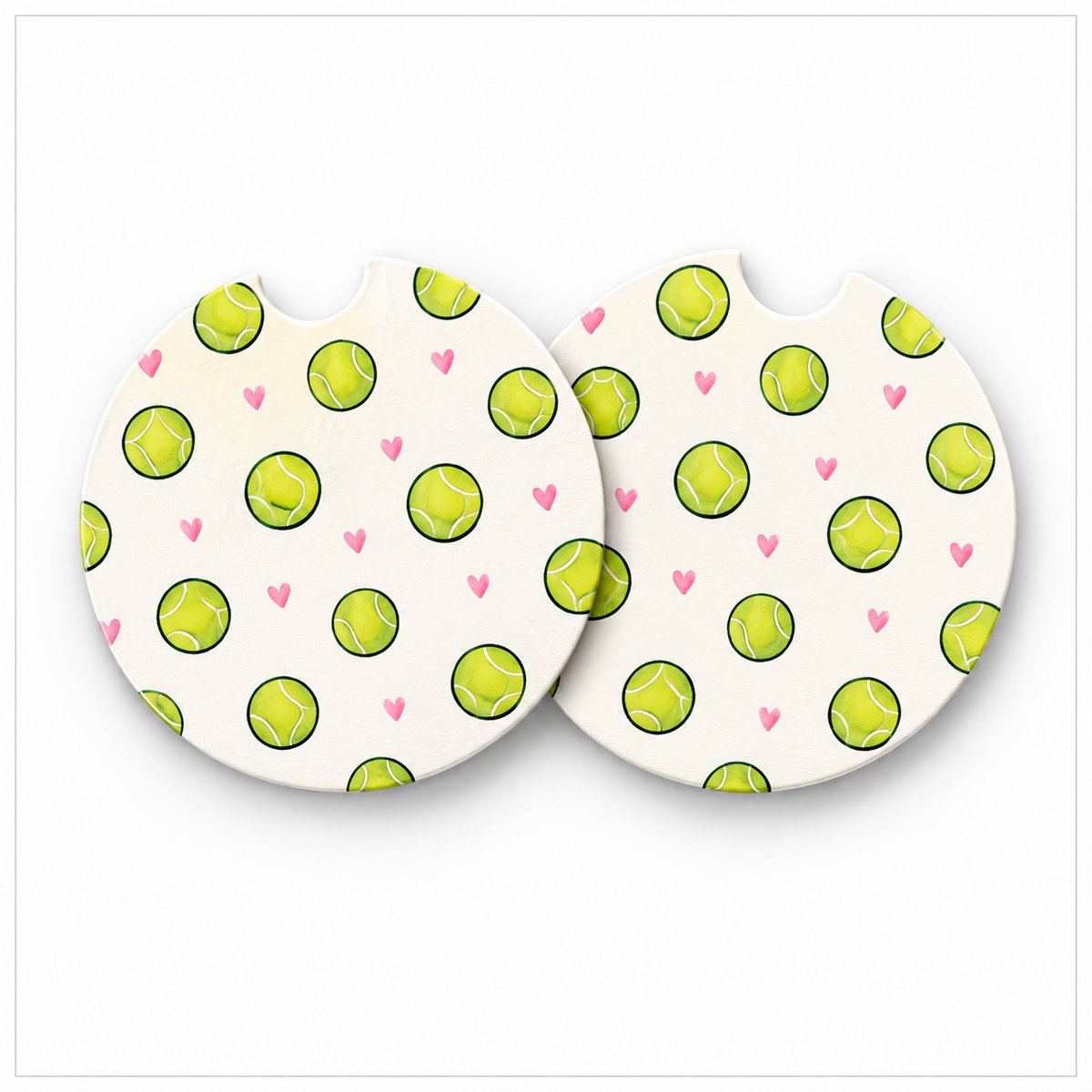 Jolitee Tennis Car Coasters, Absorbent Neoprene Cup Holder