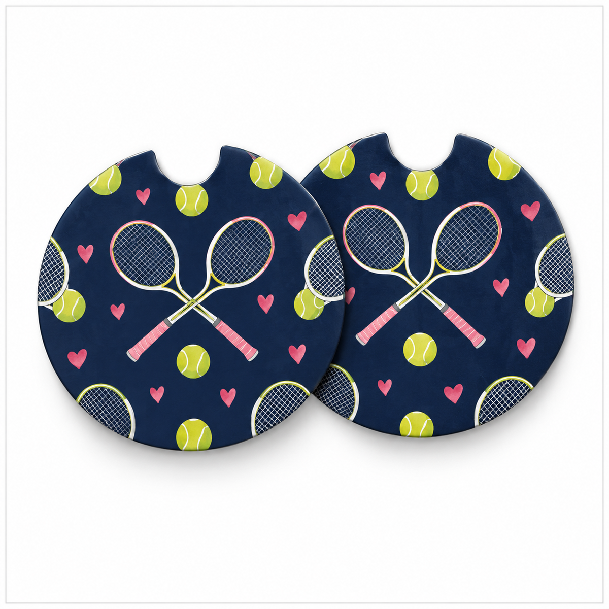 Jolitee Tennis Car Coasters, Absorbent Neoprene Cup Holder