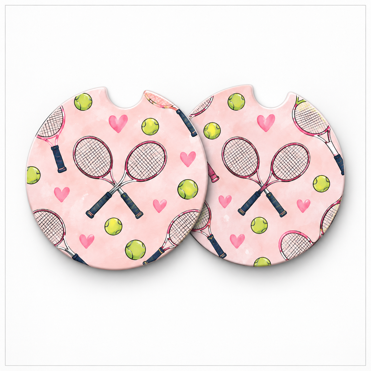 Jolitee Tennis Car Coasters, Absorbent Neoprene Cup Holder