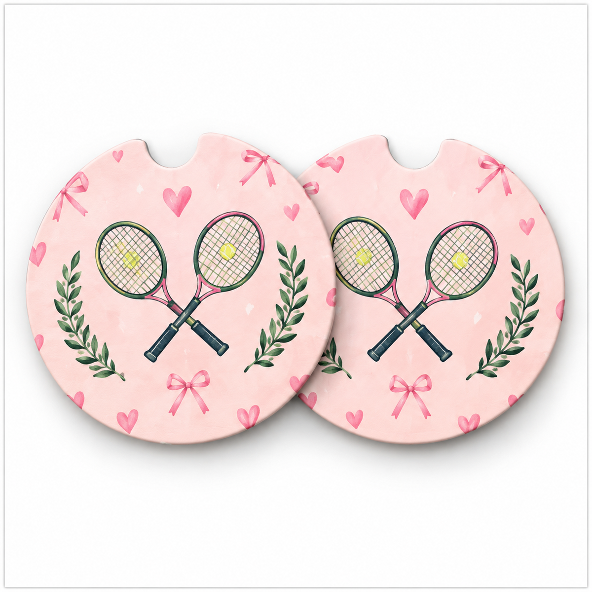 Jolitee Tennis Car Coasters, Absorbent Neoprene Cup Holder
