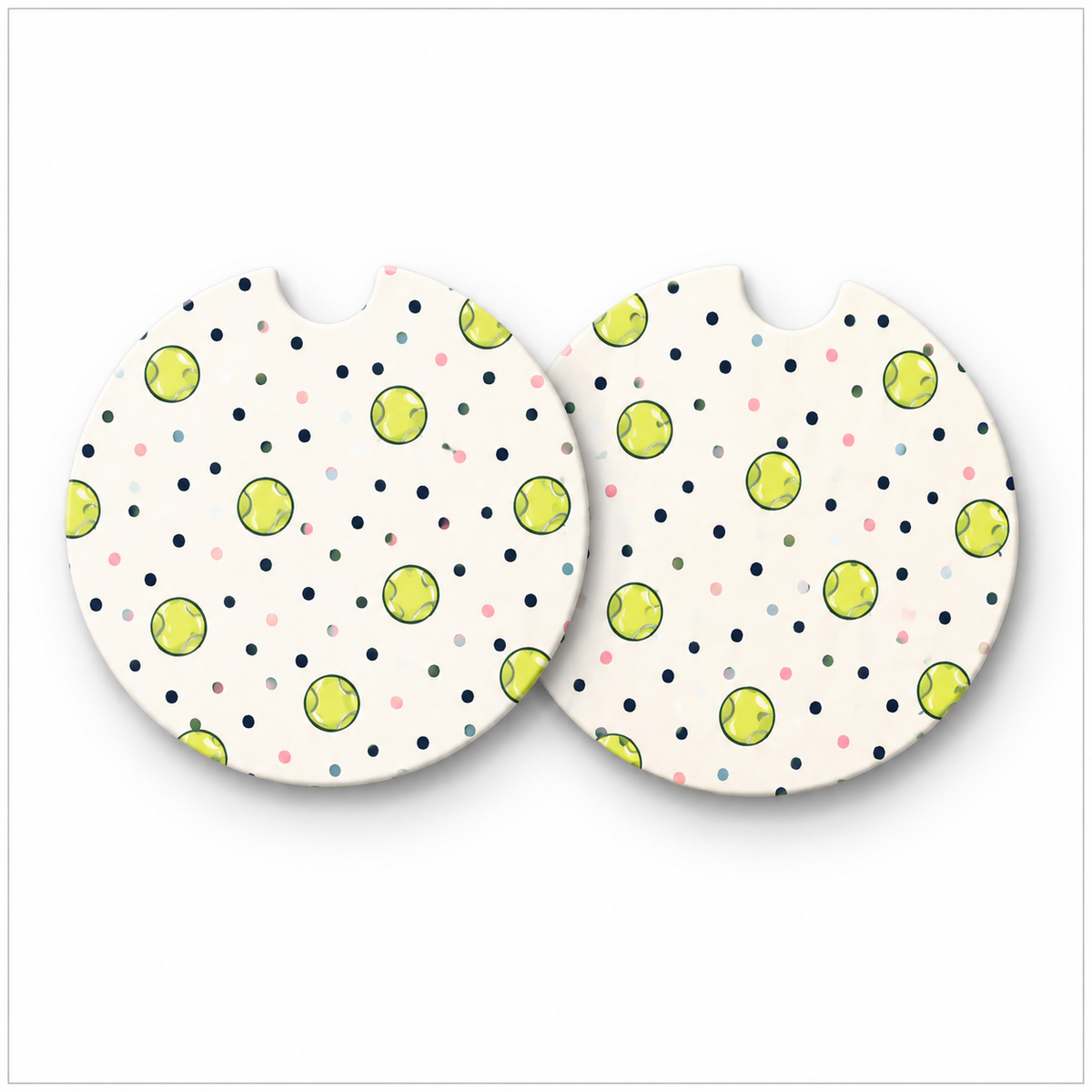 Jolitee Tennis Car Coasters, Absorbent Neoprene Cup Holder