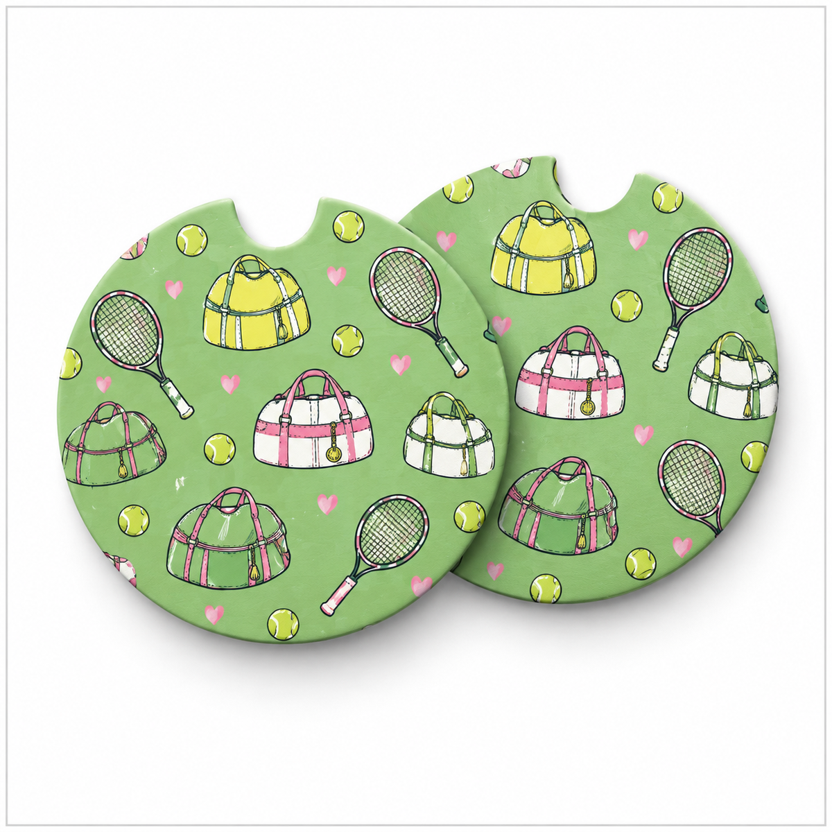 Jolitee Tennis Car Coasters, Absorbent Neoprene Cup Holder