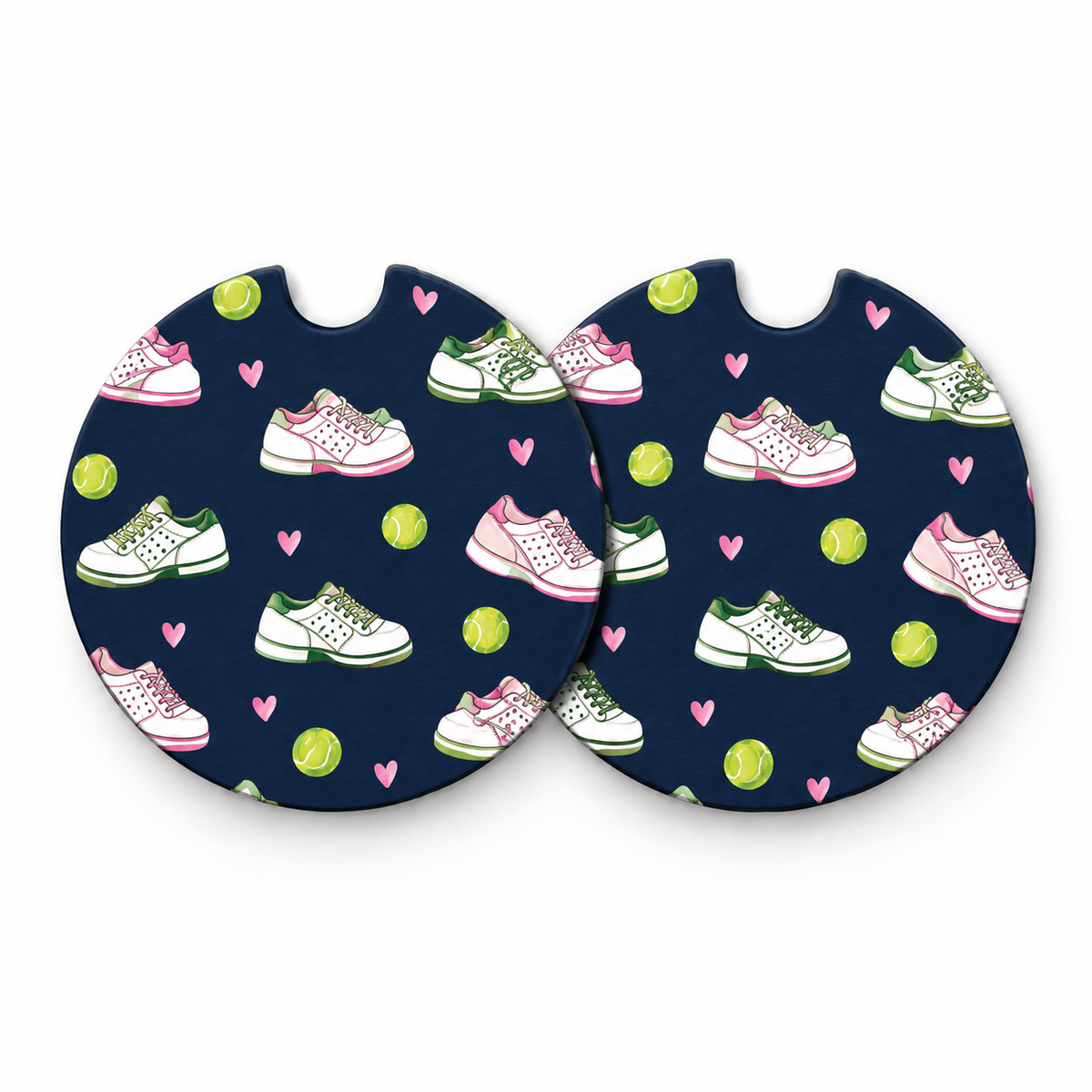 Jolitee Tennis Car Coasters, Absorbent Neoprene Cup Holder