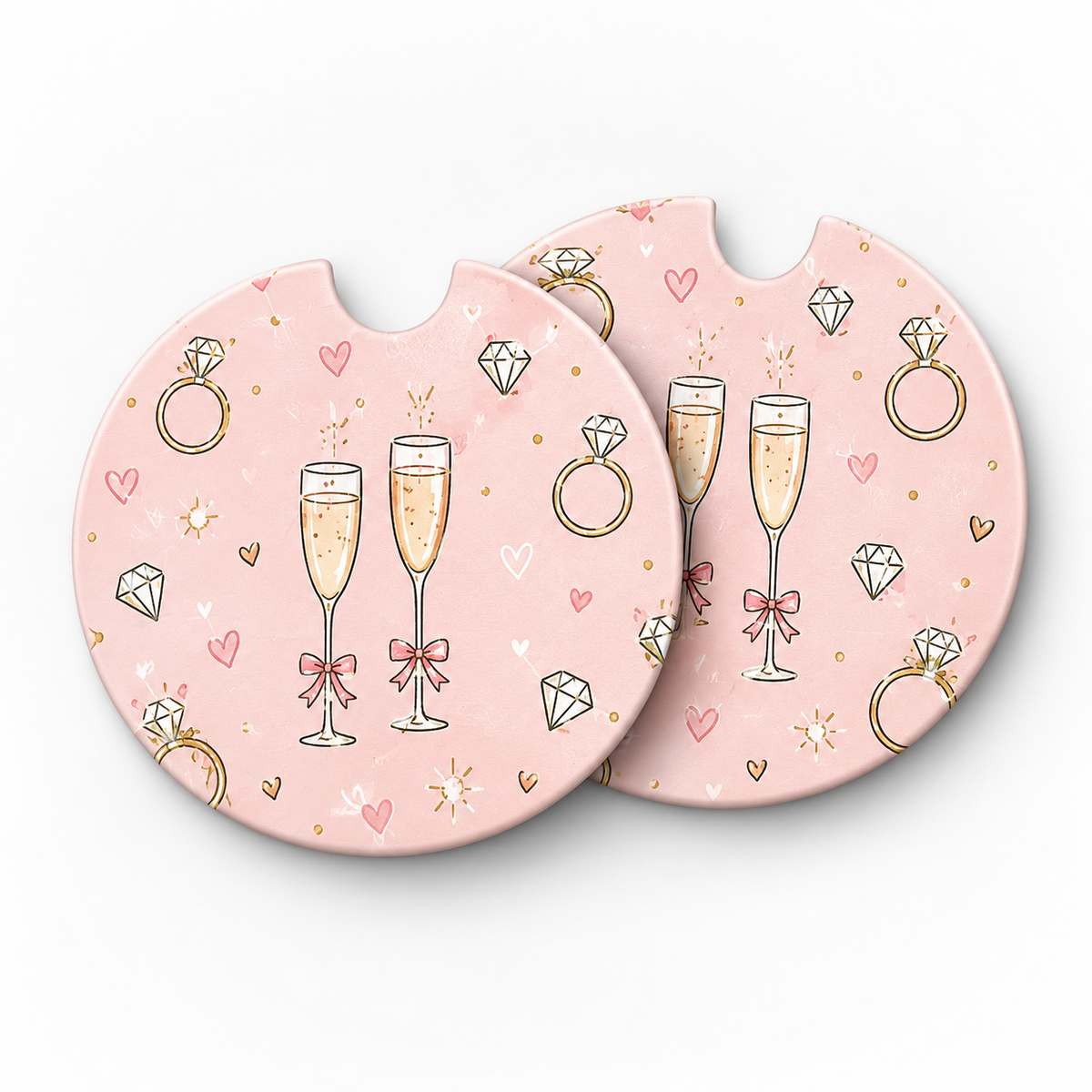 Jolitee Wedding Car Coasters, Absorbent Neoprene Cup Holder