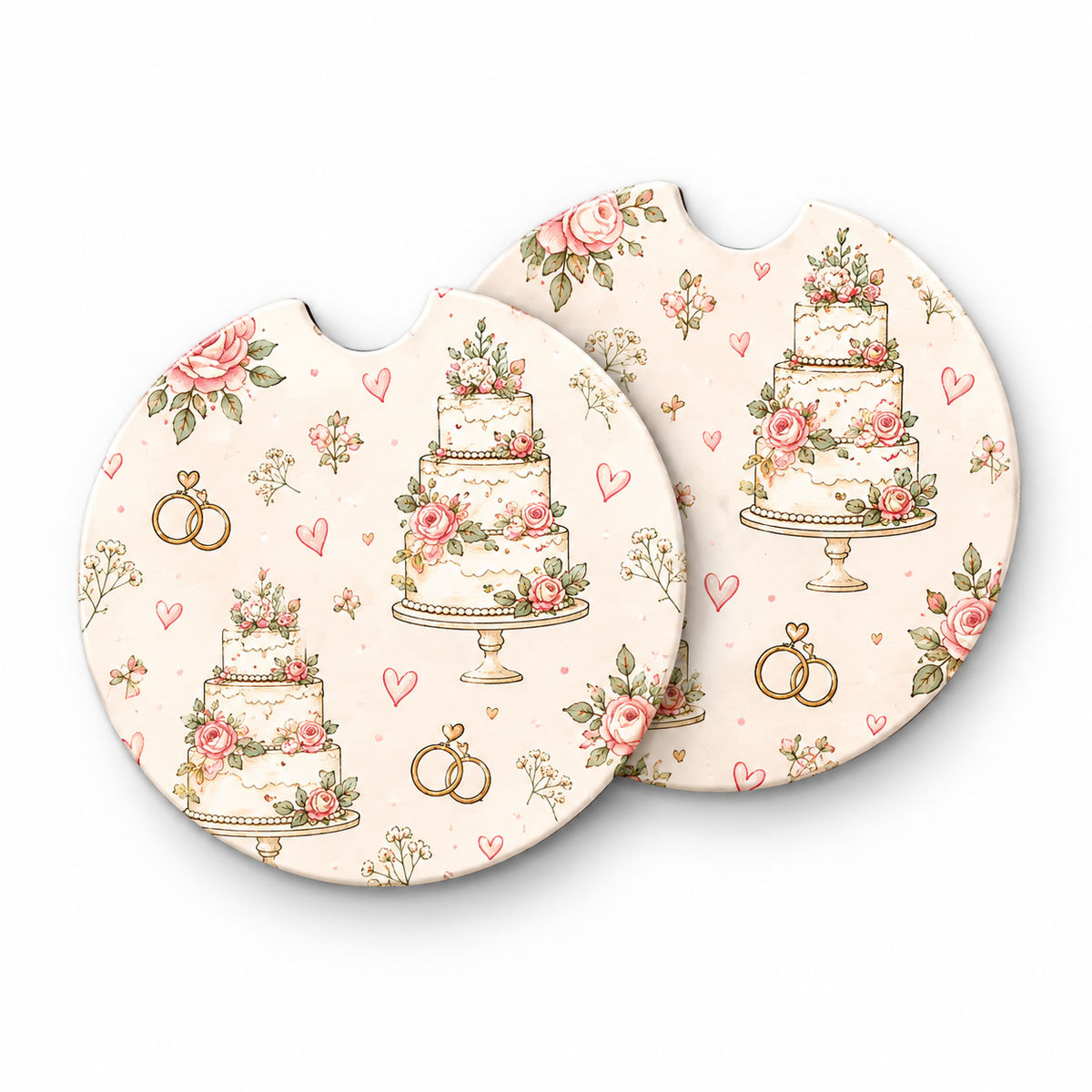 Jolitee Wedding Car Coasters, Absorbent Neoprene Cup Holder