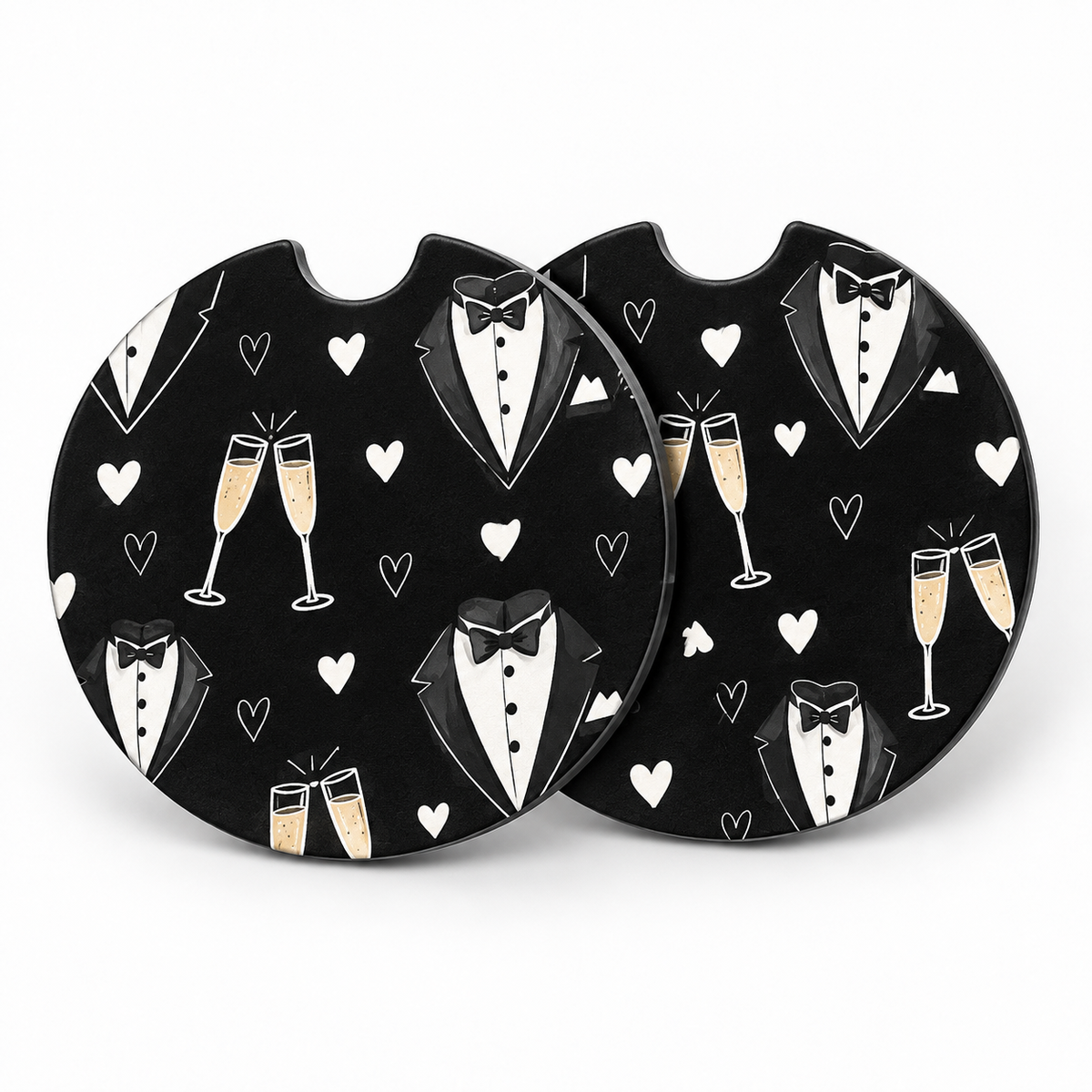 Jolitee Wedding Car Coasters, Absorbent Neoprene Cup Holder