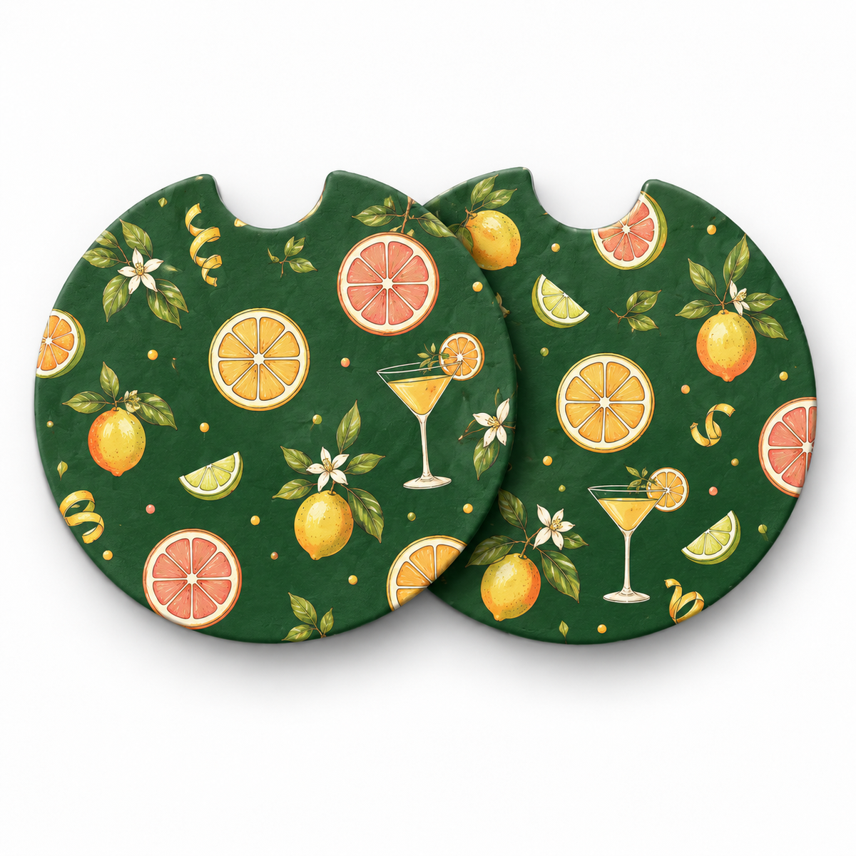 Jolitee Cocktail Car Coasters, Absorbent Neoprene Cup Holder