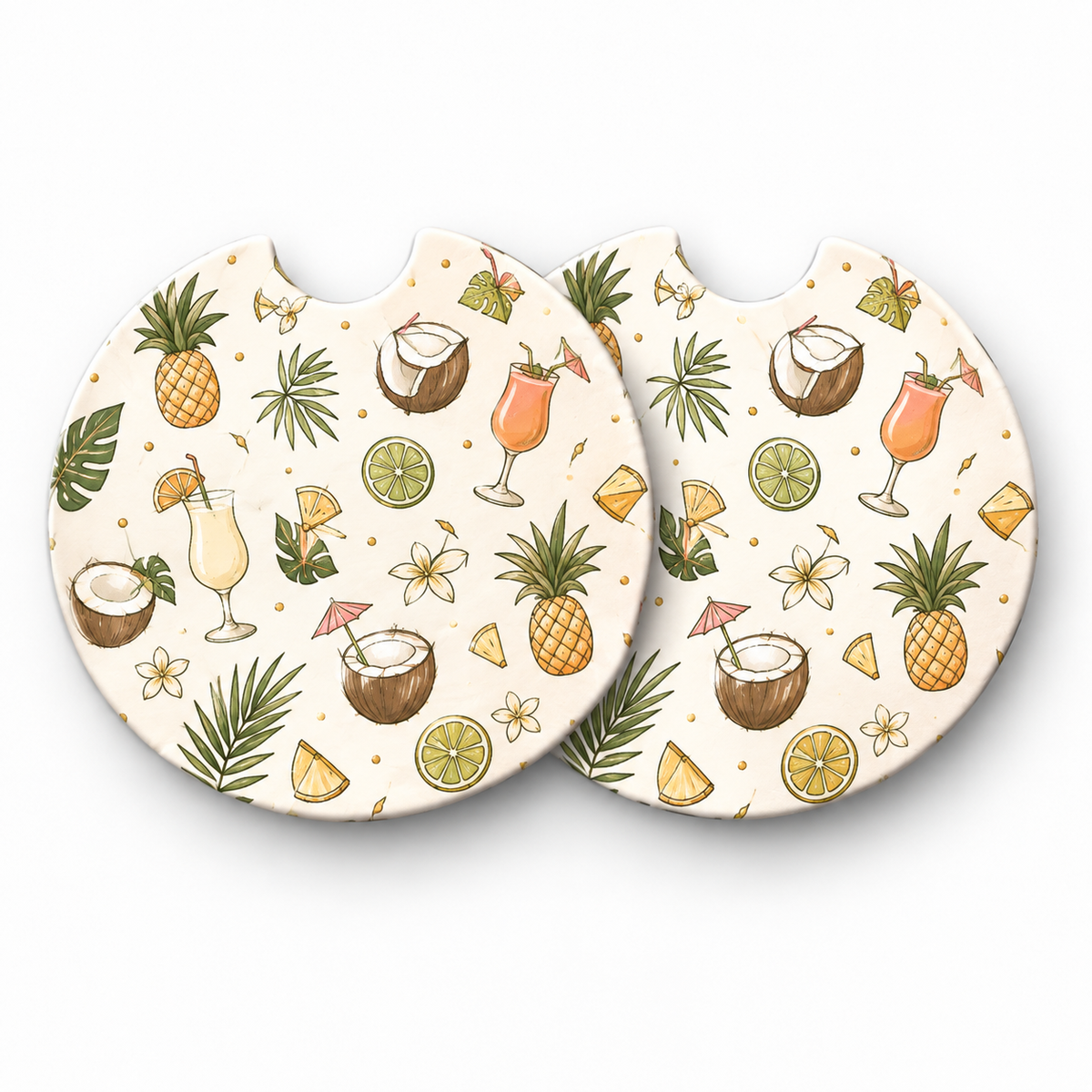 Jolitee Cocktail Car Coasters, Absorbent Neoprene Cup Holder